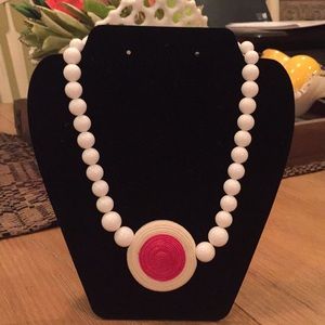 Costume bead and ribbon necklace